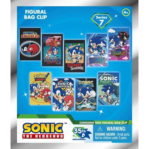 Sonic the Hedgehog Game Covers Series 7 3D Foam Bag Clip Display Case of 24