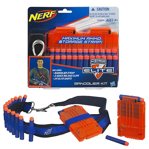 Brand New NERF Bandolier Kit ~ Strap 2 QUICK RELOAD CLIPS 24 Clip System Darts 