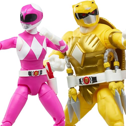 Power Rangers X TMNT Lightning Collection Michelangelo Yellow & April Pink Action Figures, Not Mint