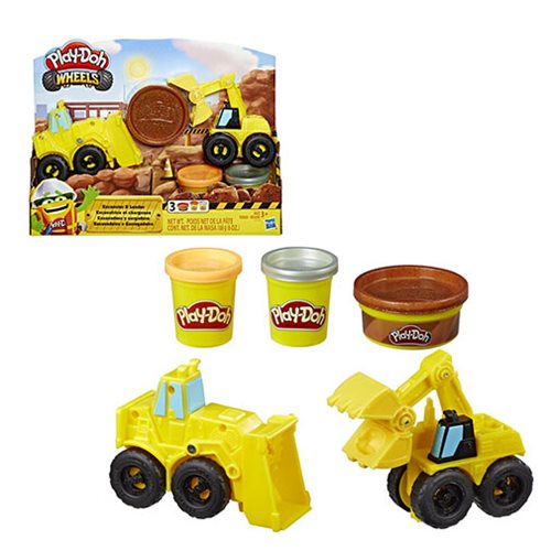 Play-Doh Wheels Excavator and Loader Toy Construction Trucks with Non-Toxic Sand Buildin Compound Plus 2 Additional Colors 