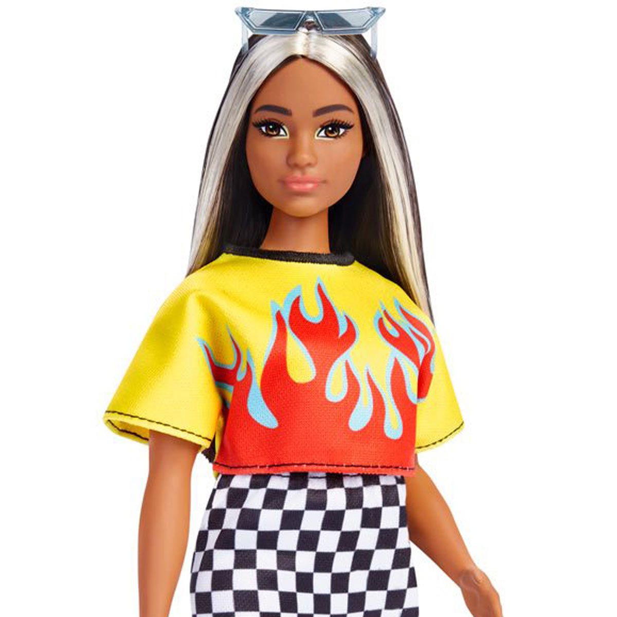 elektropositive Grape lettelse Barbie Fashionistas Doll #179 with Flamin Top and Checkered Skirt