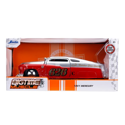 Bigtime Muscle 1951 Mercury Coupe Red and Silver 1:24 Scale Die-Cast Metal Vehicle