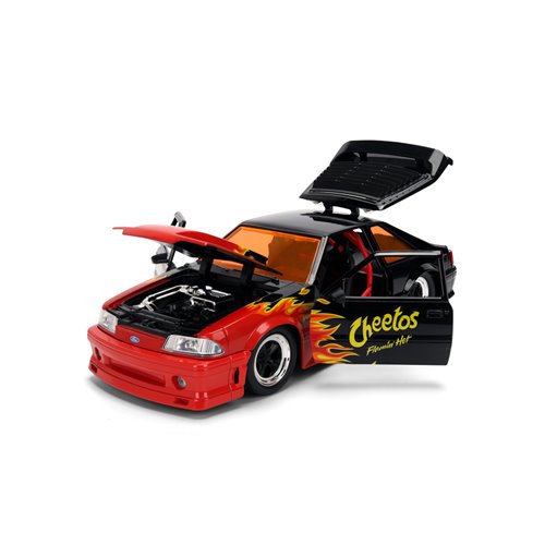 Hollywood Rides Cheetos Flamin' Hot 1989 Ford Mustang GT 1:24 Scale Die-Cast Metal Vehicle with Ches
