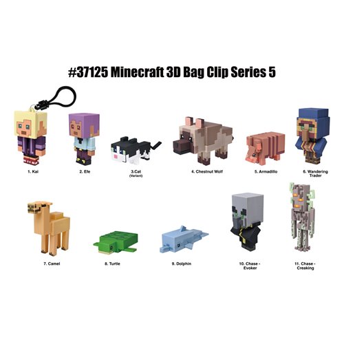 Minecraft Series 5 3D Foam Bag Clip Random 6-Pack