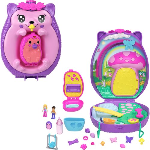 Polly Pocket Hedgehog Mom and Baby Wearable Compact Playset