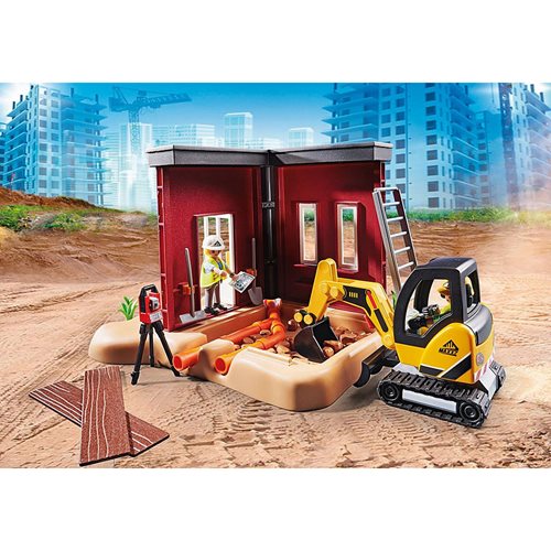 Playmobil 70443 Construction Mini Excavator with Building Section
