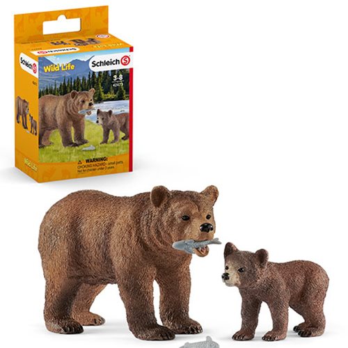 Wild Life Grizzly Bear Mother with Cub Set