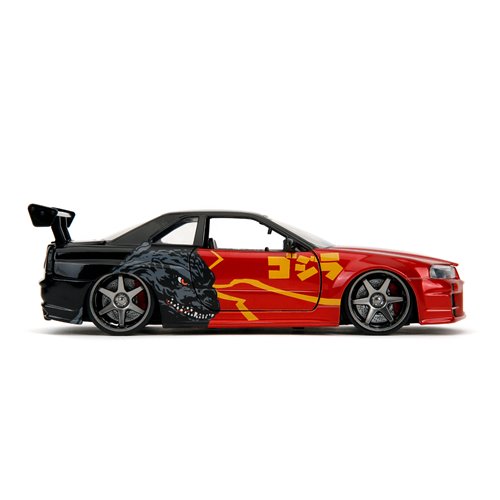 Hollywood Rides Godzilla 2002 Nissan Skyline GT-R R34 1:24 Scale Die-Cast Metal Vehicle