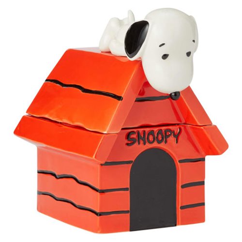 Peanuts Snoopy On Top Of Dog House Cookie Jar