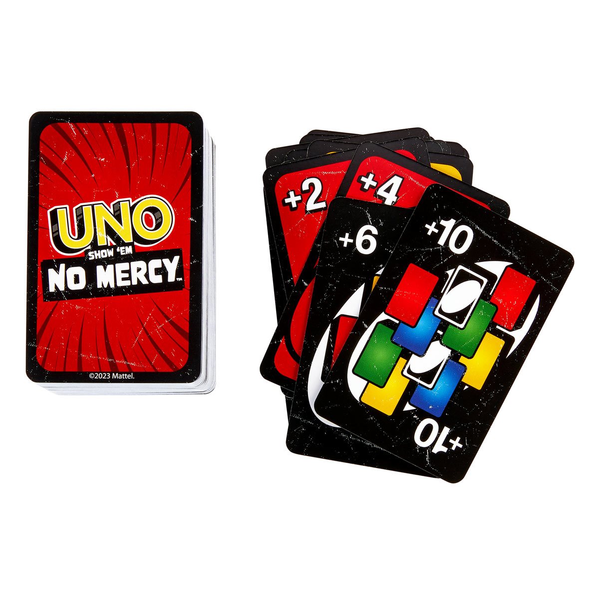 UNO Show 'Em No Mercy, Imagine stacking with a Draw 10? Now you don't have  to with UNO Show 'Em No Mercy., By UNO