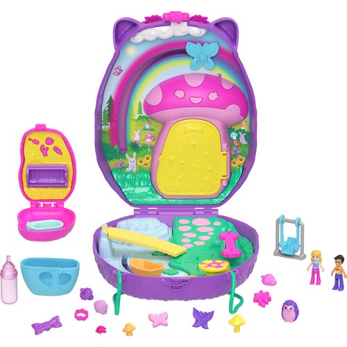 Polly Pocket Hedgehog Mom and Baby Wearable Compact Playset
