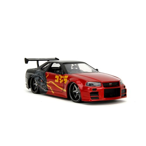 Hollywood Rides Godzilla 2002 Nissan Skyline GT-R R34 1:24 Scale Die-Cast Metal Vehicle