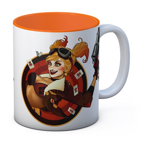 DC Universe Bombshells Harley Quinn Gun White-Orange Ceramic Mug