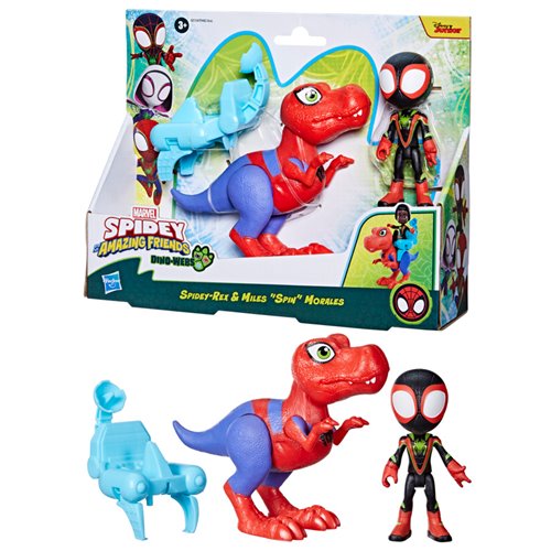 Spidey and His Amazing Friends Dino-Webs Spidey-Rex & Miles Spin Morales Figures