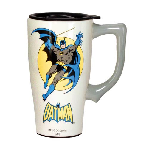 Batman White 18 oz. Ceramic Travel Mug with Handle