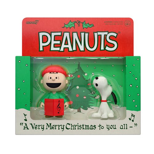 Peanuts Charlie Brown and Snoopy Caroling 3 3/4-Inch ReAction Figures