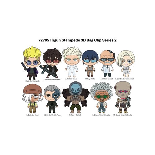 Trigun Stampede Series 2 3D Foam Bag Clip Random 6-Pack