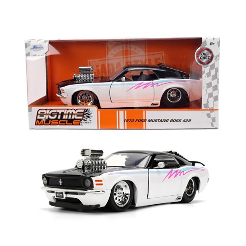 Bigtime Muscle 1970 Ford Mustang Boss 429 Glossy White 1:24 Scale Die-Cast Metal Vehicle