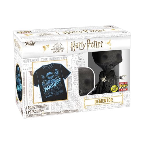 Harry Potter Dementor Glow-in-the-Dark Funko Pop! Vinyl Figure #161 and Adult T-Shirt 2-Pack