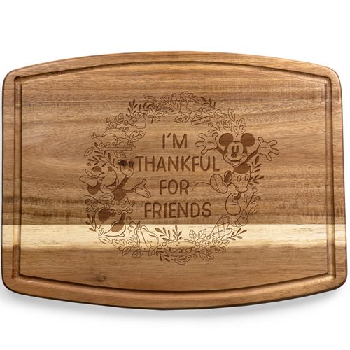 Mickey and Minnie Mouse Thanksgiving Ovale Acacia Cutting Board