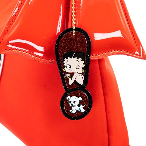 Betty Boop Kisses and Hearts Padded Nylon Baguette Bag with Webbing Strap