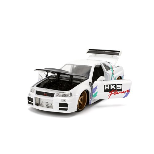 JDM Tuners 2002 Nissan Skyline GT-R R34 Glossy White 1:24 Scale Die-Cast Metal Vehicle