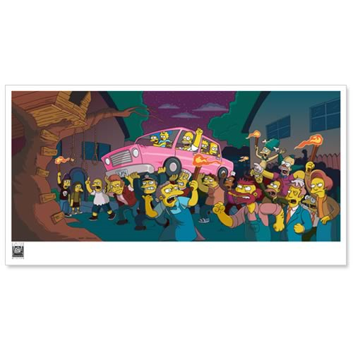 Simpsons Movie Angry Mob Paper Giclee Print