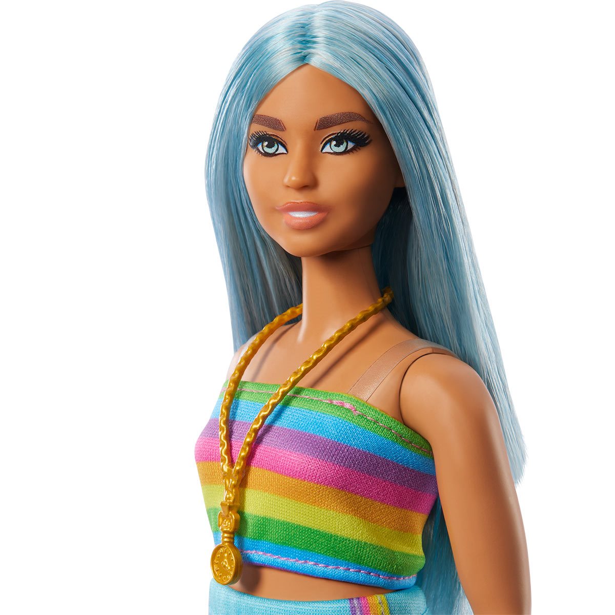 Barbie Fashionistas Doll With Rainbow Top And Teal Skirt