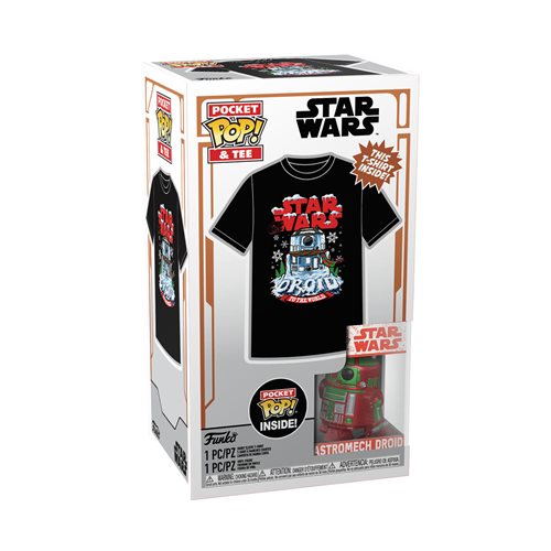 Star Wars Holiday R2-D2 Metallic Funko Pocket Pop! Key Chain and Youth T-Shirt 2-Pack