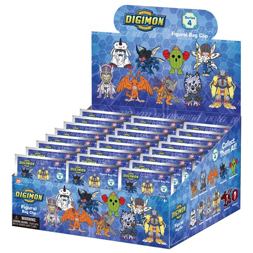 Digimon Series 4 3D Foam Bag Clip Display Case of 24