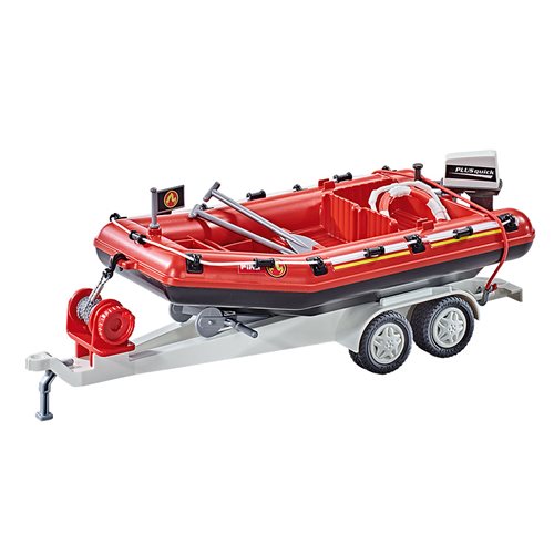 Playmobil 9845 Firefighting Inflatable Boat with Trailer