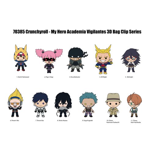 My Hero Academia Vigilantes Series 11 3D Foam Bag Clip Random 6-Pack