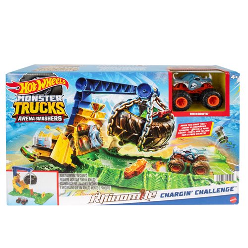 Hot Wheels Monster Trucks Arena Smashers Rhinomite Chargin' Challenge Playset