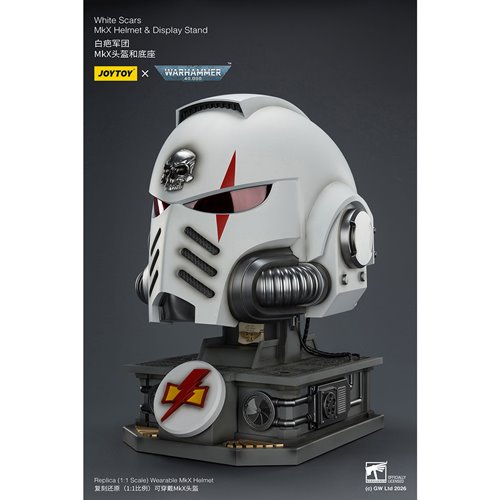 Joy Toy Warhammer 40,000 White Scars MKX 1:1 Scale Roleplay Helmet Prop Replica with Stand