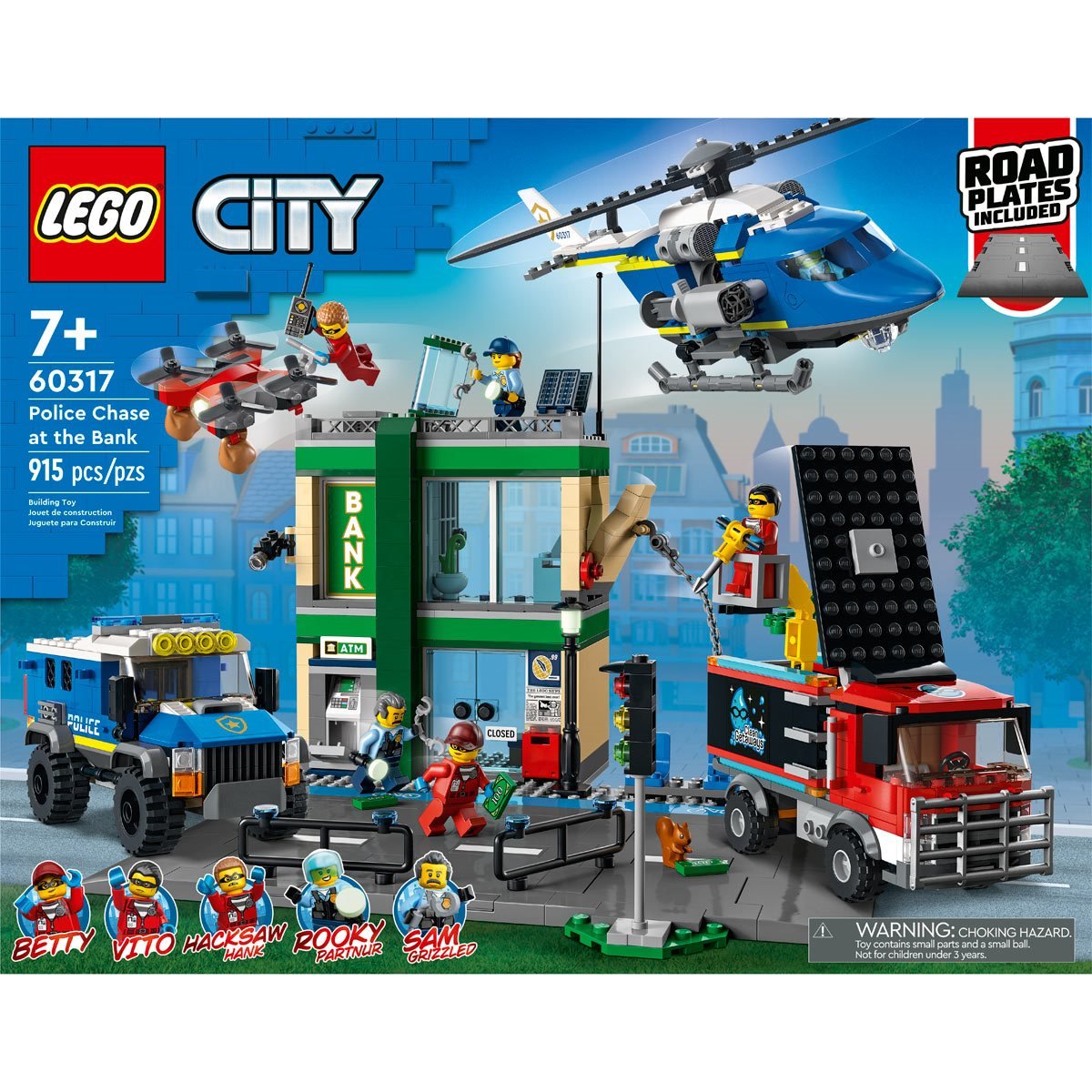 Zoom ind Bred rækkevidde cykel LEGO 60317 City Police Chase at the Bank - Entertainment Earth