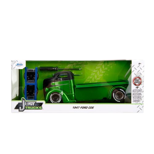 Just Trucks 1947 Ford Coe 1:24 Scale Die-Cast Metal Vehicle with Tire Rack