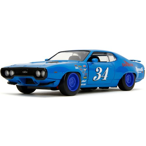 Bigtime Muscle 1972 Plymouth GTX Glossy Blue 1:24 Scale Die-Cast Metal Vehicle