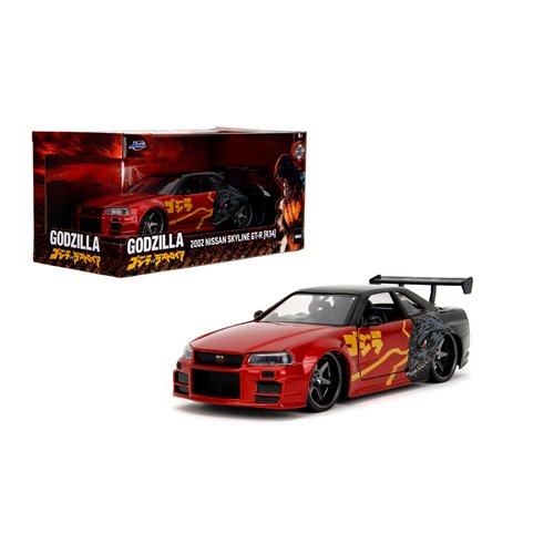 Hollywood Rides Godzilla 2002 Nissan Skyline GT-R R34 1:24 Scale Die-Cast Metal Vehicle