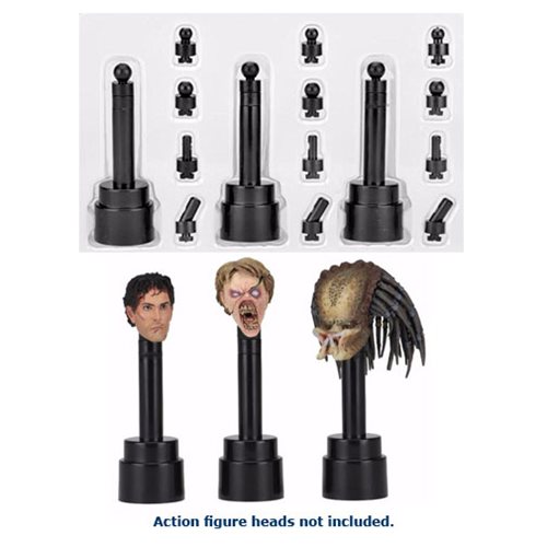Action Figure Head Black Display Stand 3-Pack