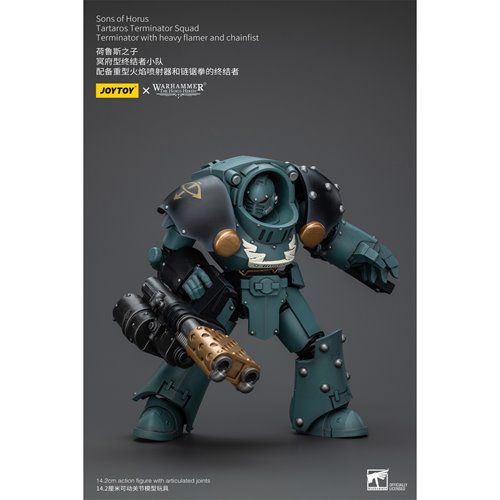 Joy Toy Warhammer 40,000 Sons of Horus Tartaros Squad Terminator with Heavy Flamer and Chainfist 1:1