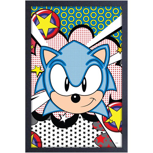 Sonic the Hedgehog Halftone Framed Art Print