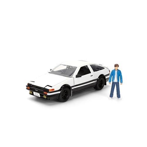 Hollywood Rides Initial D 1986 Toyota Trueno AE86 1:24 Scale Die-Cast Metal Vehicle with Takumi Figu