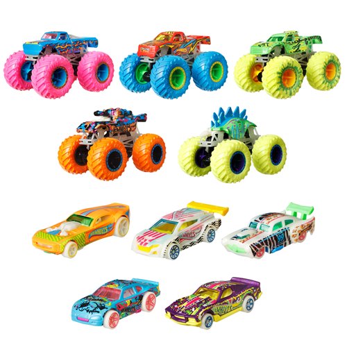 Hot Wheels Glow-In-The-Dark Truck and Car 1:64 Scale Multipack Set