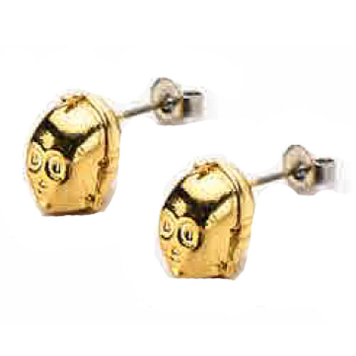 Star Wars C-3PO Gold Plated 3-D Stud Earrings