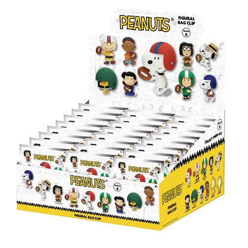 Peanuts Football Theme Series 6 3D Foam Bag Clip Display Case of 24
