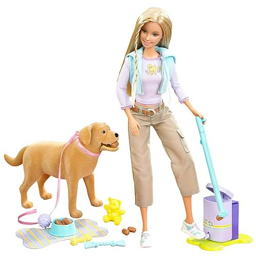 Barbie Doll and Tanner Scooper Dog Set