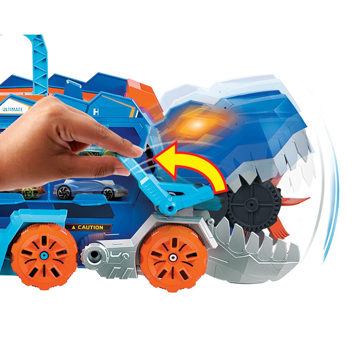 Hot Wheels Toy Car Track Set City Dragon Launch Transporter & 1:64 Scale  Car, Stores Up to 5 Vehicles
