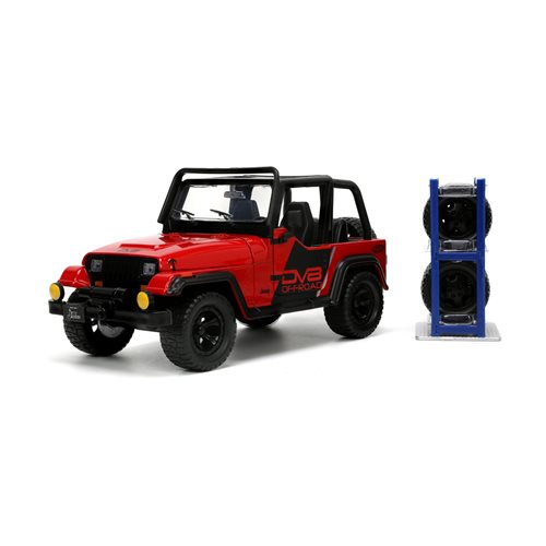 Just Trucks 1992 Jeep Wrangler 1:24 Scale Die-Cast Metal Vehicle with Tire Rack