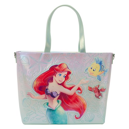 The Little Mermaid Ariel, Flounder, and Sebastian Tote Bag with Coin Bag