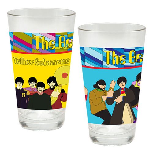 The Beatles Yellow Submarine 16 oz. Laser Decal Glass 2-Pack
